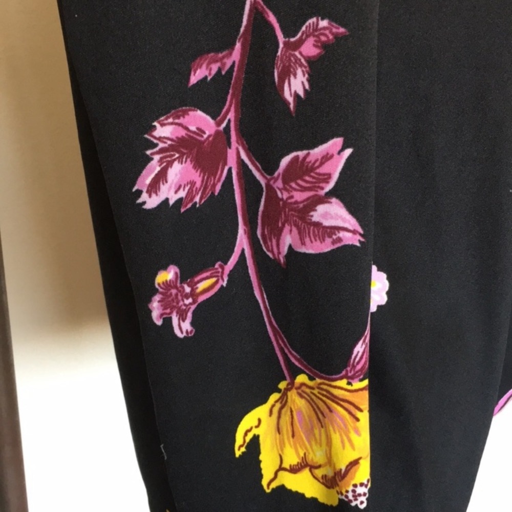 Vintage 1970s knit floral long sleeve open top, black S - Picture 7 of 11